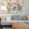 a living room with a couch and a lamp