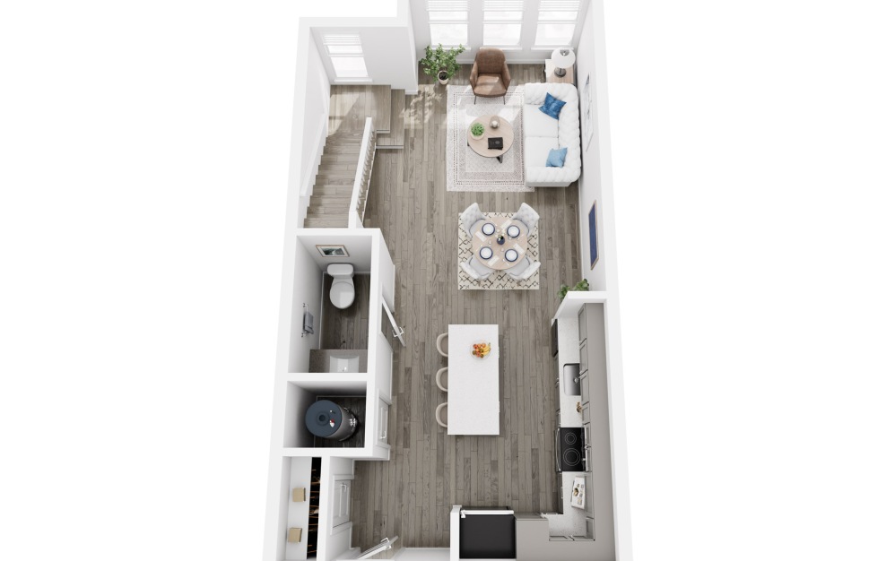 A5TH - 1 bedroom floorplan layout with 1 bathroom and 863 square feet (Floor 1, 3D)