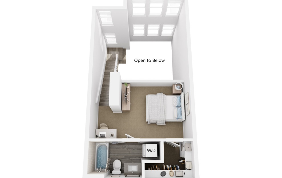 A5TH - 1 bedroom floorplan layout with 1 bath and 863 square feet. (Floor 2 / 3D)